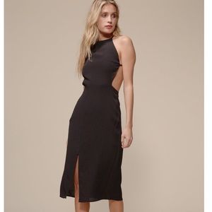 Black cross strap dress with slit